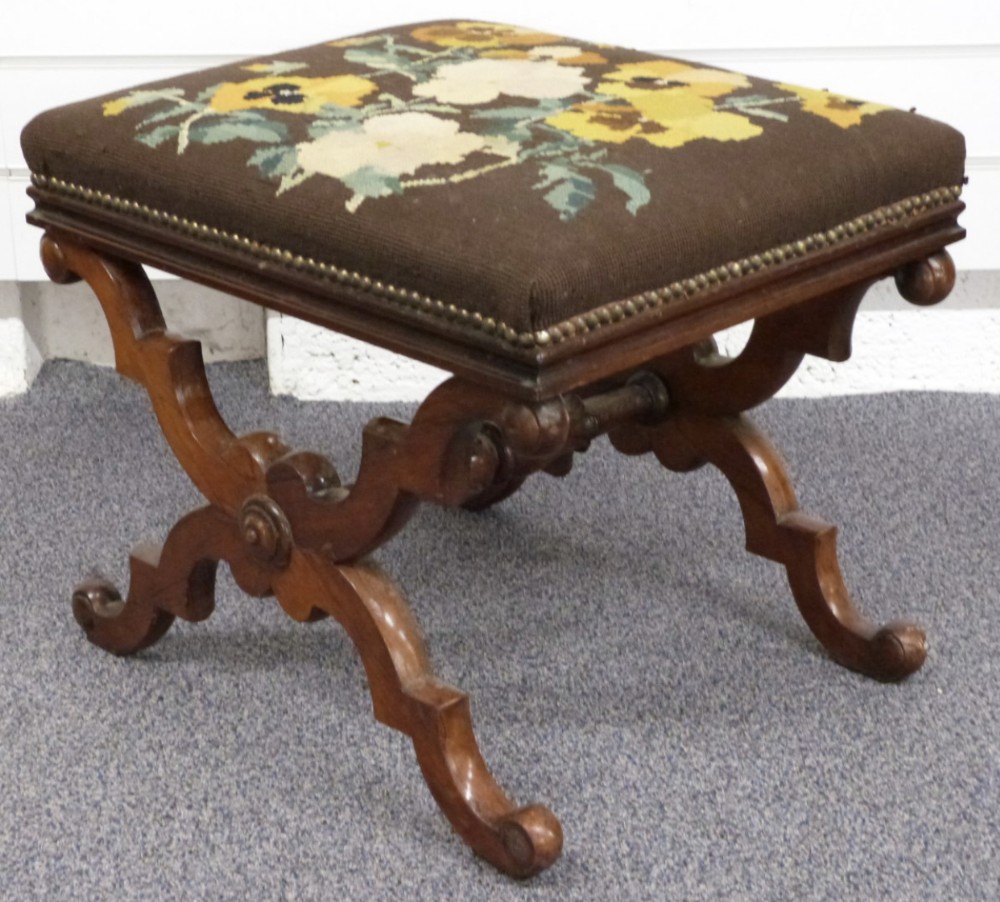C19th Rosewood X framed stool