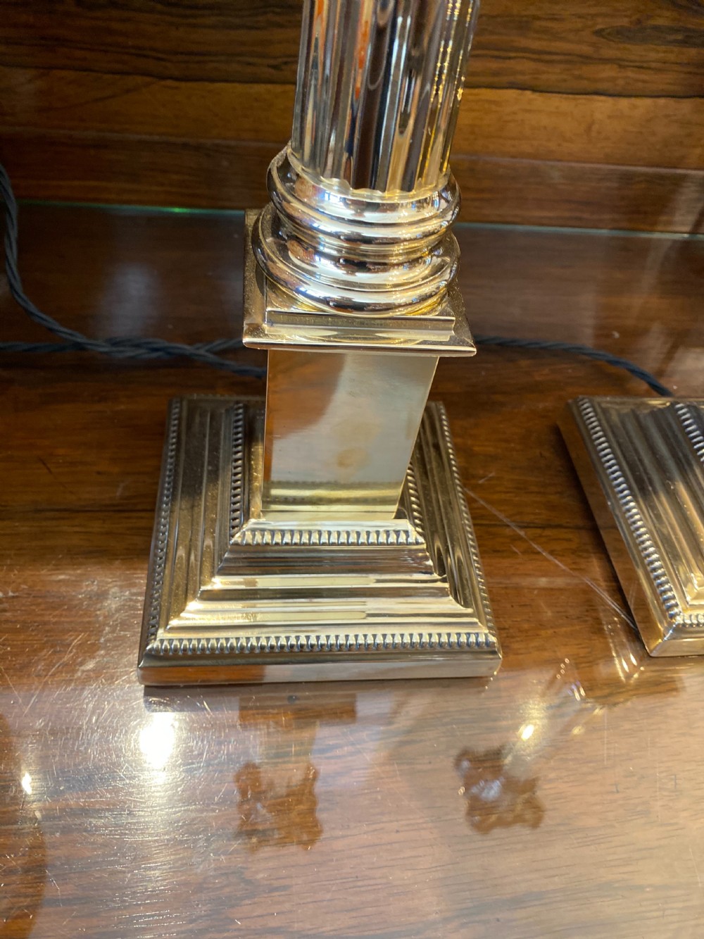 Large pair of Corinthian column table lamp  View IV