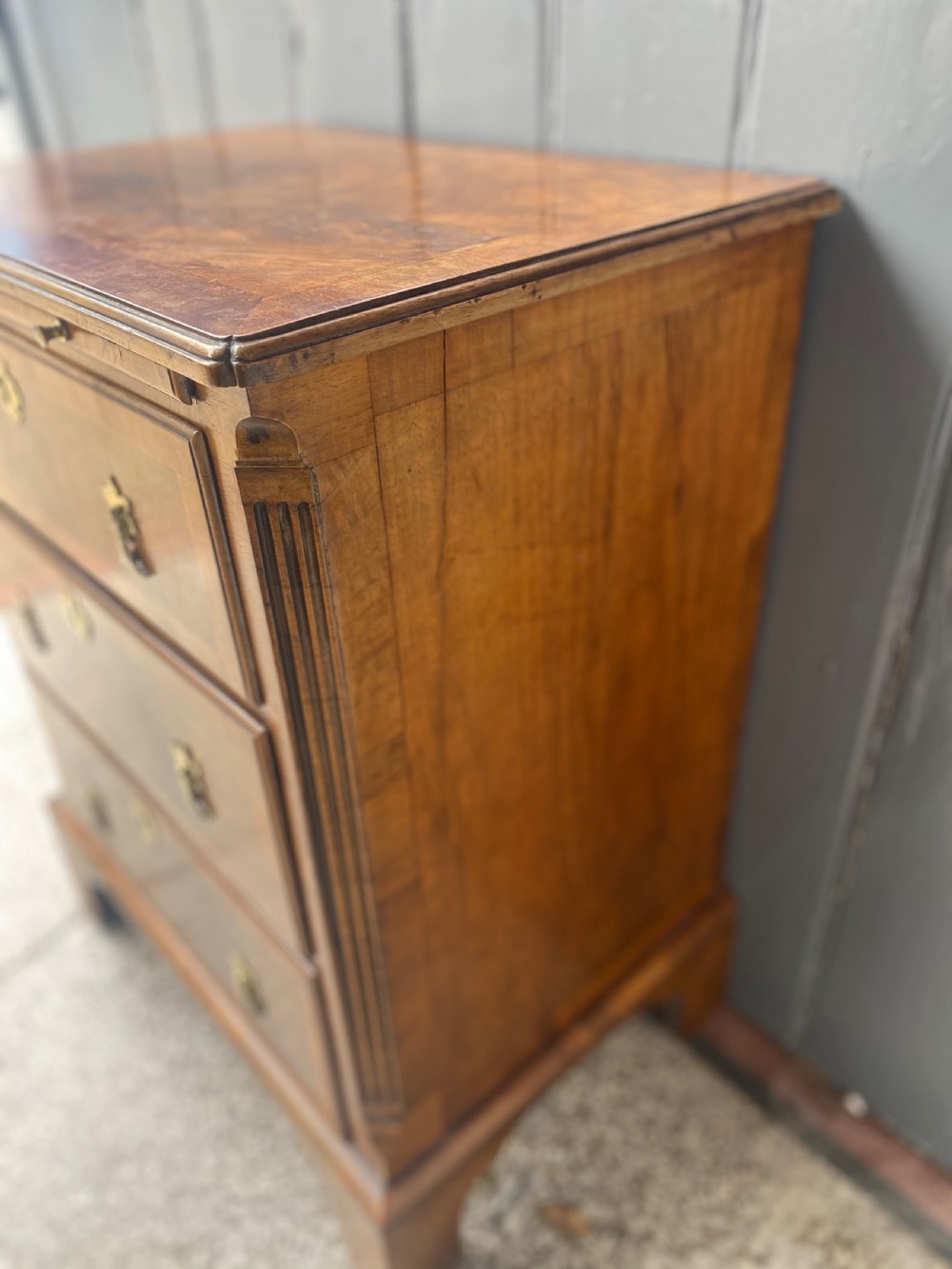 C19th walnut small chest of drawers  View II
