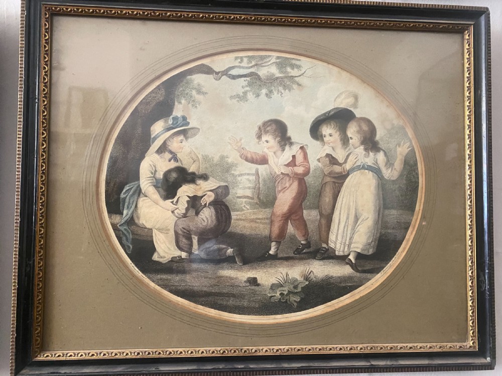 Set of six F bartollozzi coloured stipple engravings of children dated 1795 View II