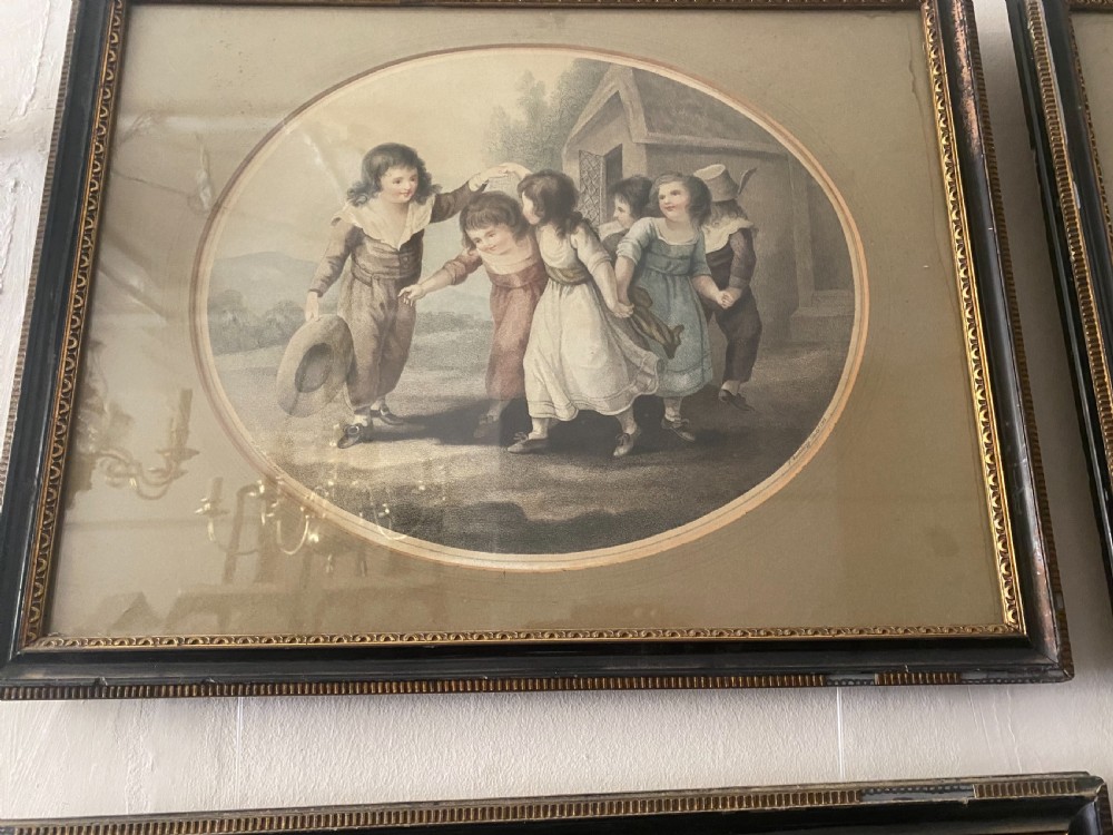 Set of six F bartollozzi coloured stipple engravings of children dated 1795 View III