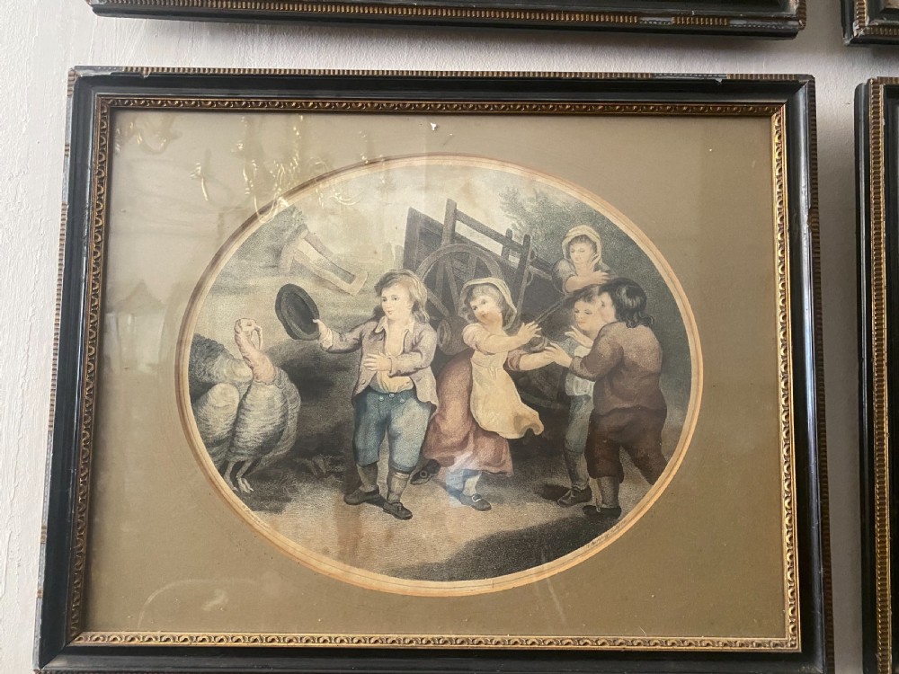 Set of six F bartollozzi coloured stipple engravings of children dated 1795 View V