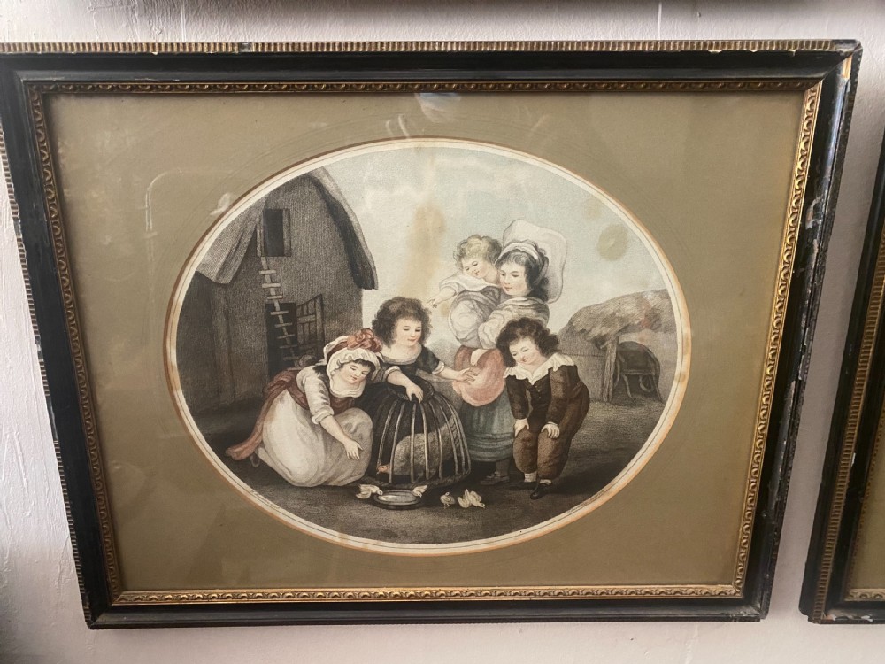 Set of six F bartollozzi coloured stipple engravings of children dated 1795 View VI
