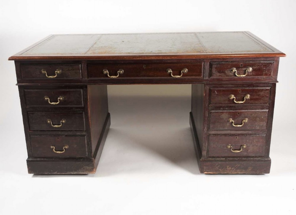 Edwardian large pedestal desk 