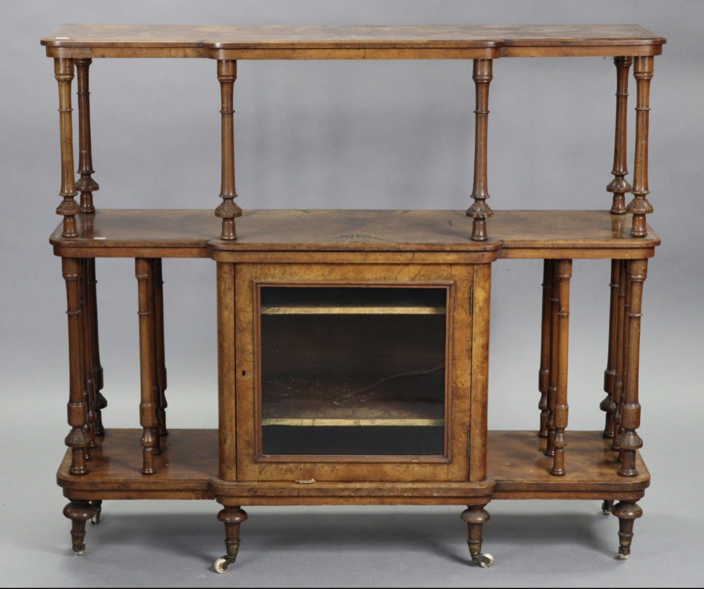 Walnut open bookcase cabinet 