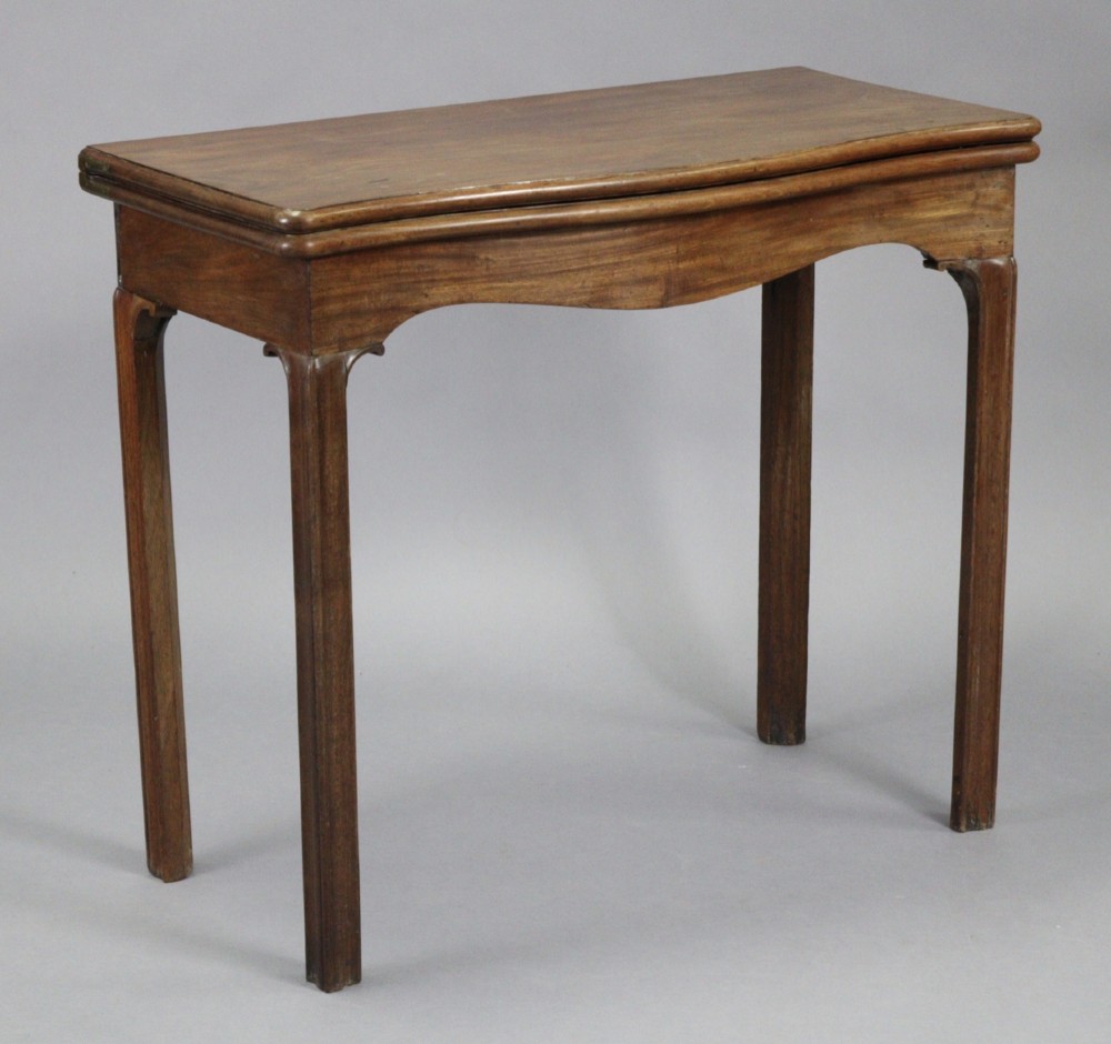 C18th serpentine mahogany card table 
