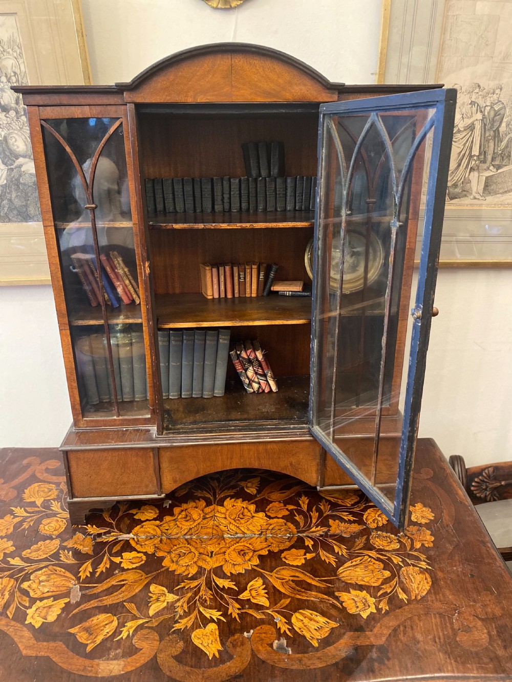C19th Miniature breakfronted glazed display cabinet  View VII