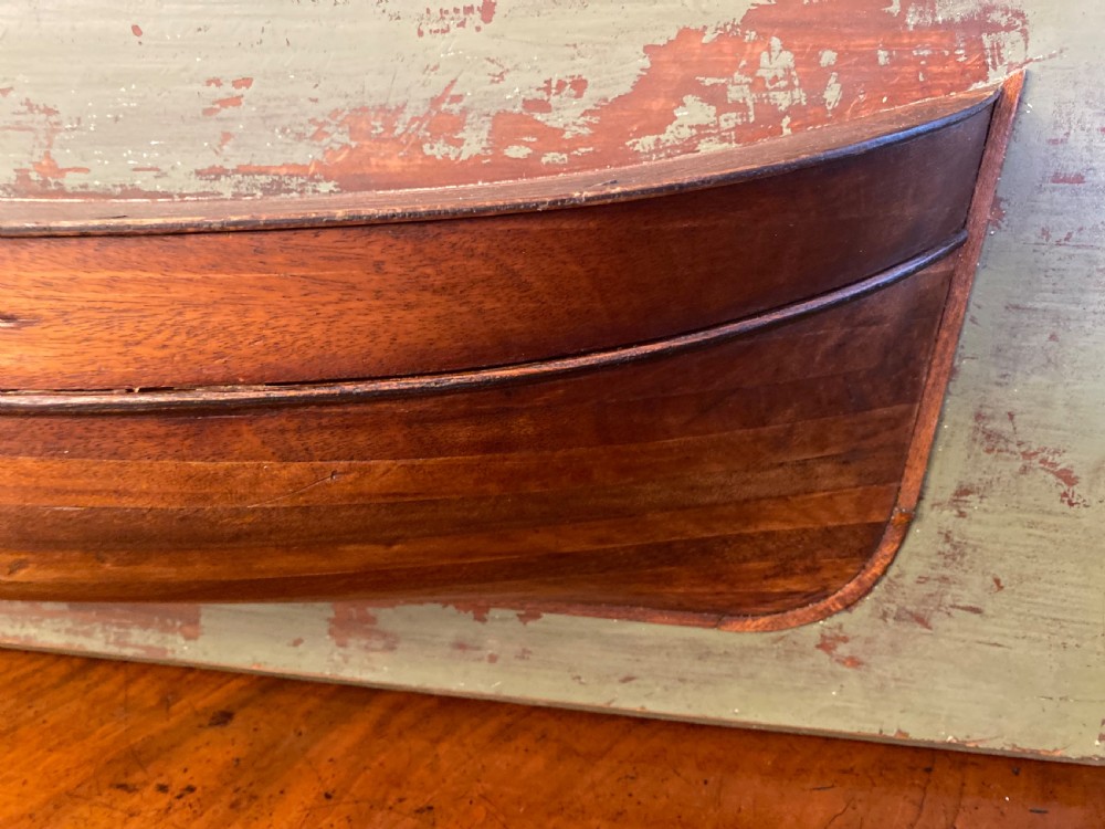 C19th half hull boat builders model of a Cornish lugger  View III
