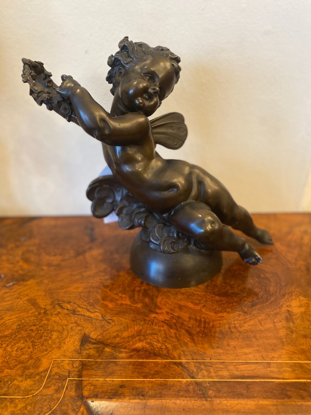 C19th bronze cherub 