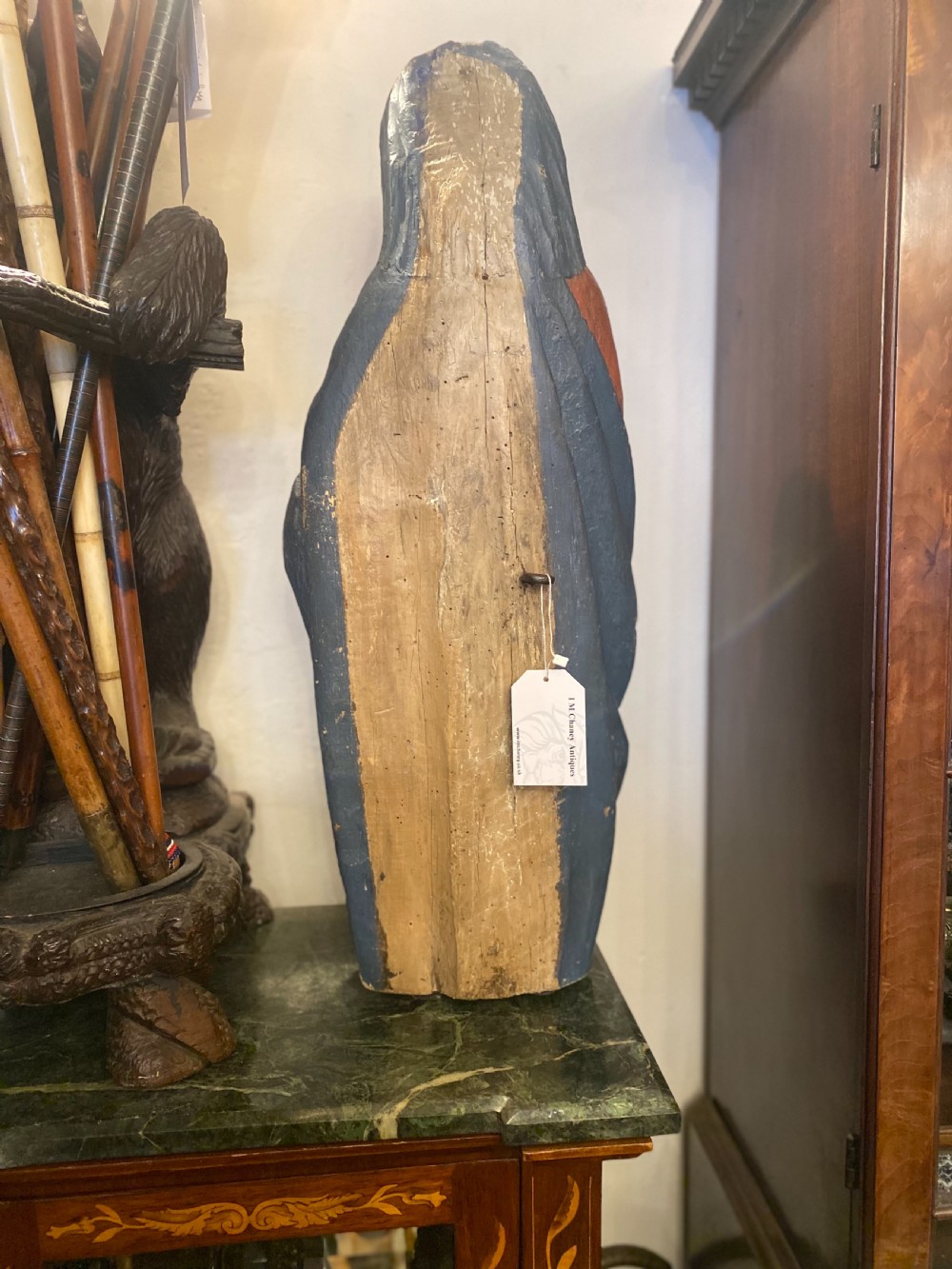 A large C15th carved lime wood figure of a lady  View V