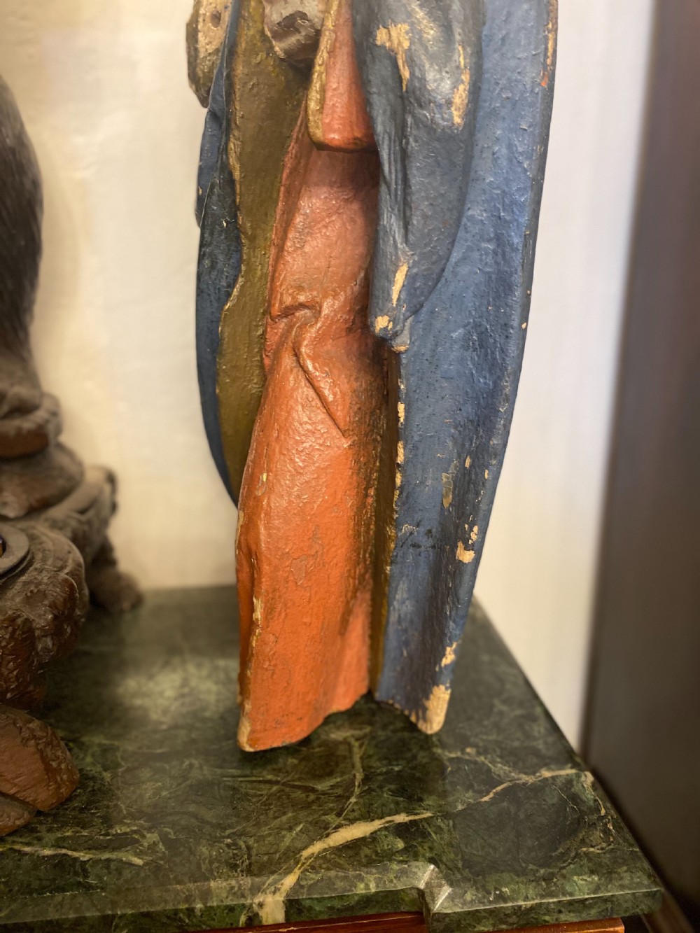 A large C15th carved lime wood figure of a lady  View VI