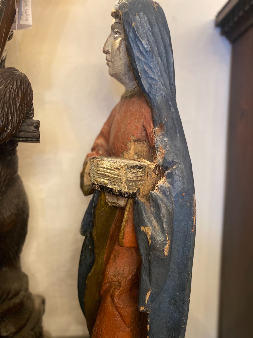 A large C15th carved lime wood figure of a lady  View VII