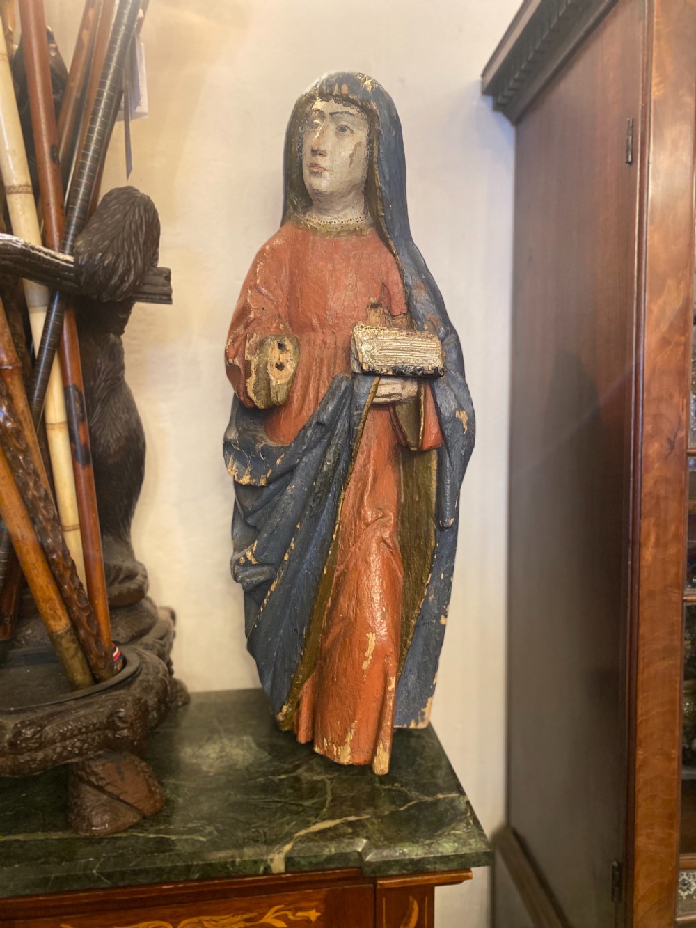 A large C15th carved lime wood figure of a lady  View VIII