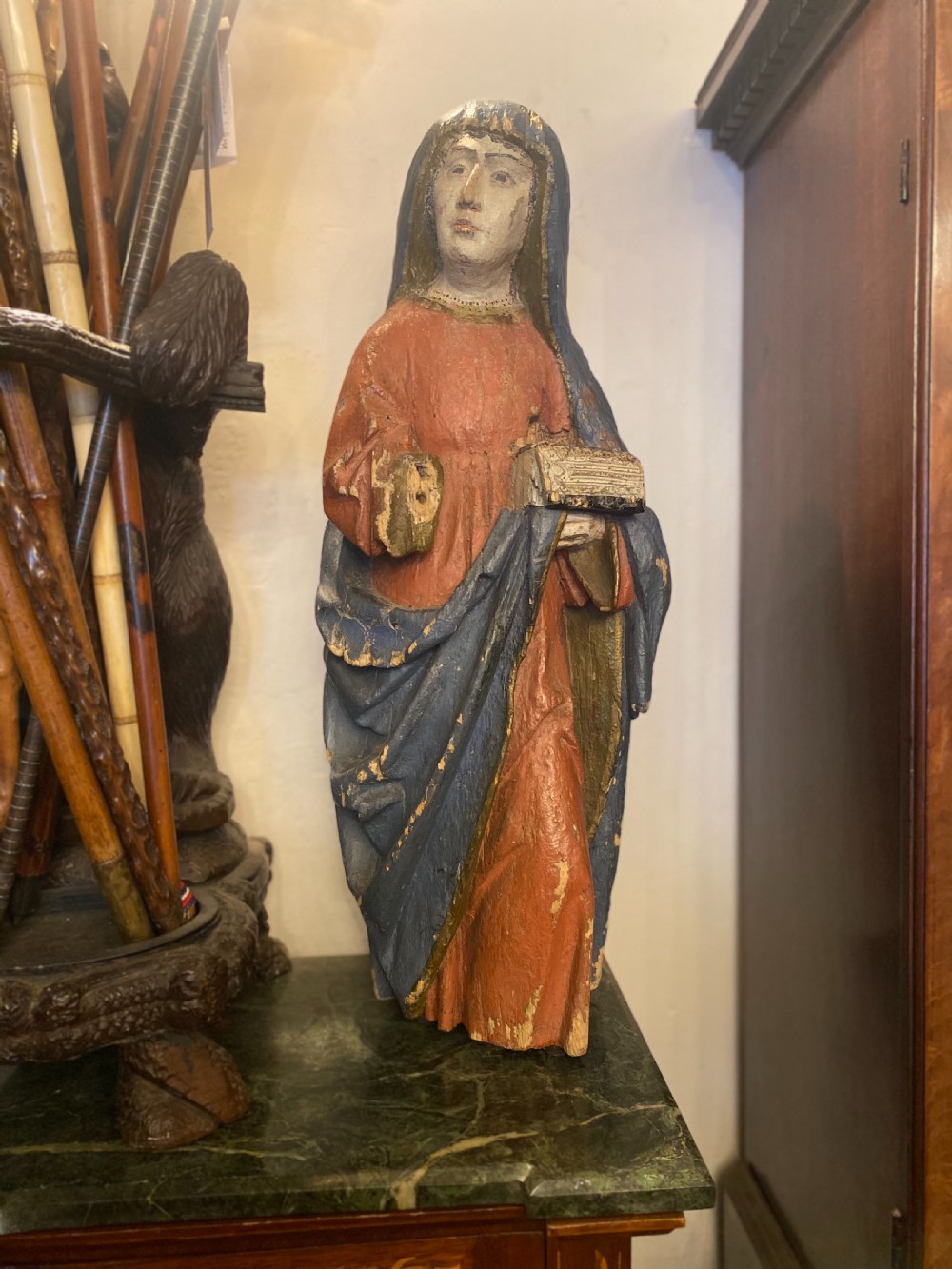 A large C15th carved lime wood figure of a lady  View XI