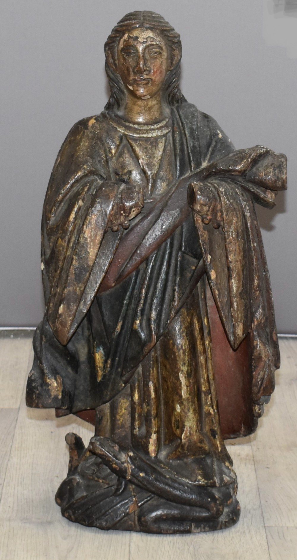 C18th polychrome carved figure 