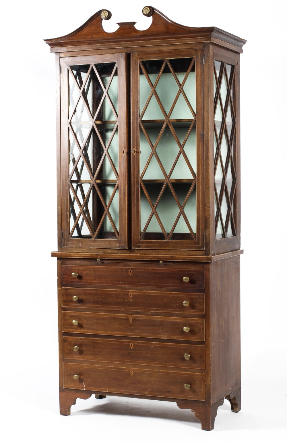 Georgian display cabinet on chest 