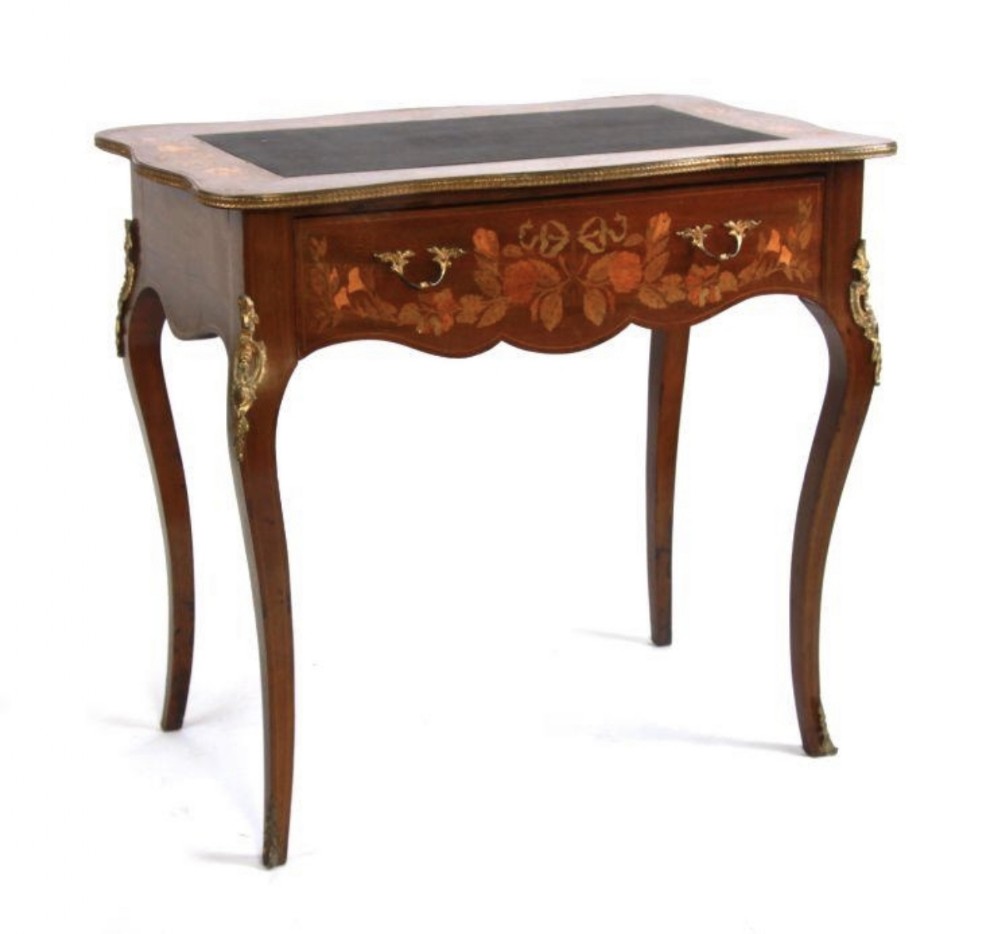 C19th French marquetry writing table 