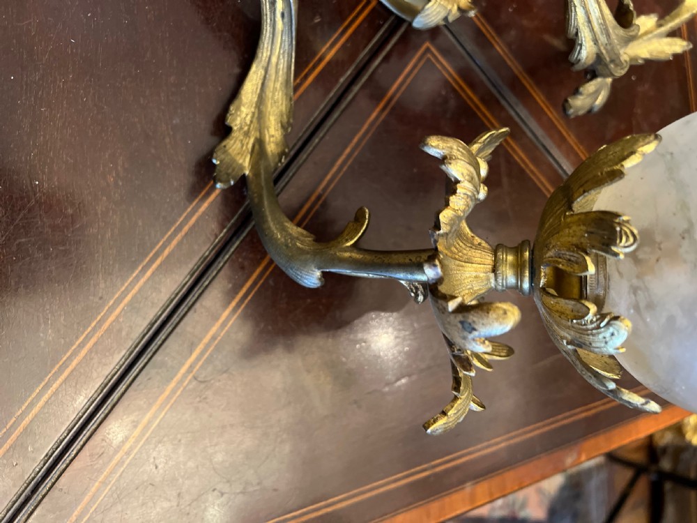 Edwardian ormolu and glass electrolier ceiling light  View III