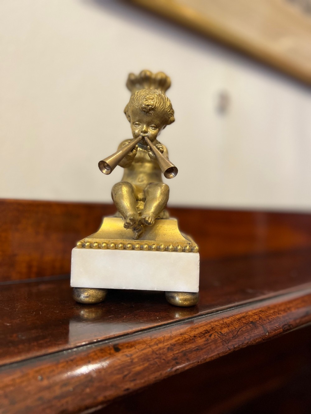 Pair of bronze ormolu cherub candlesticks  View VI
