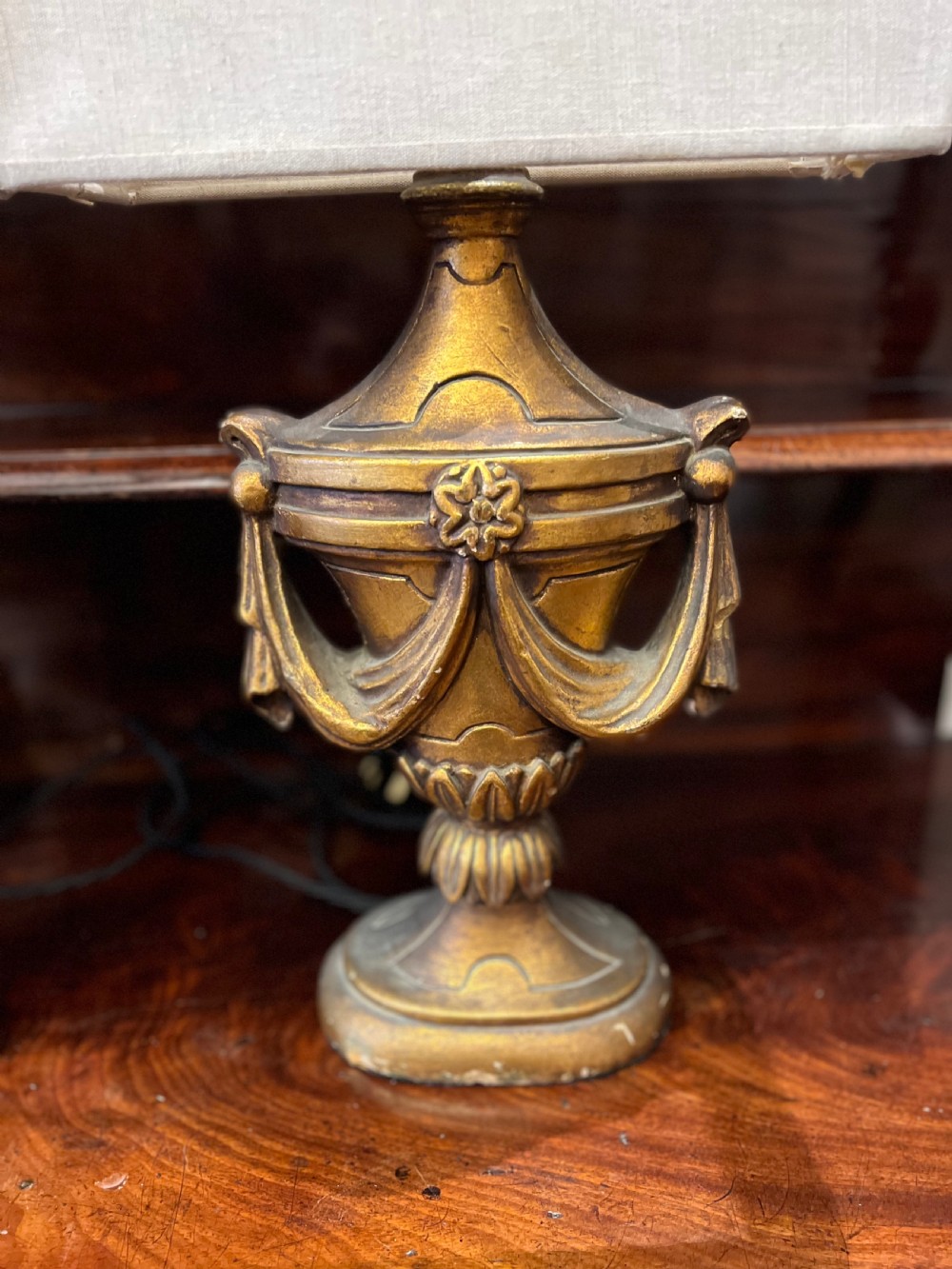 Pair of plaster gilded table lamps  View II