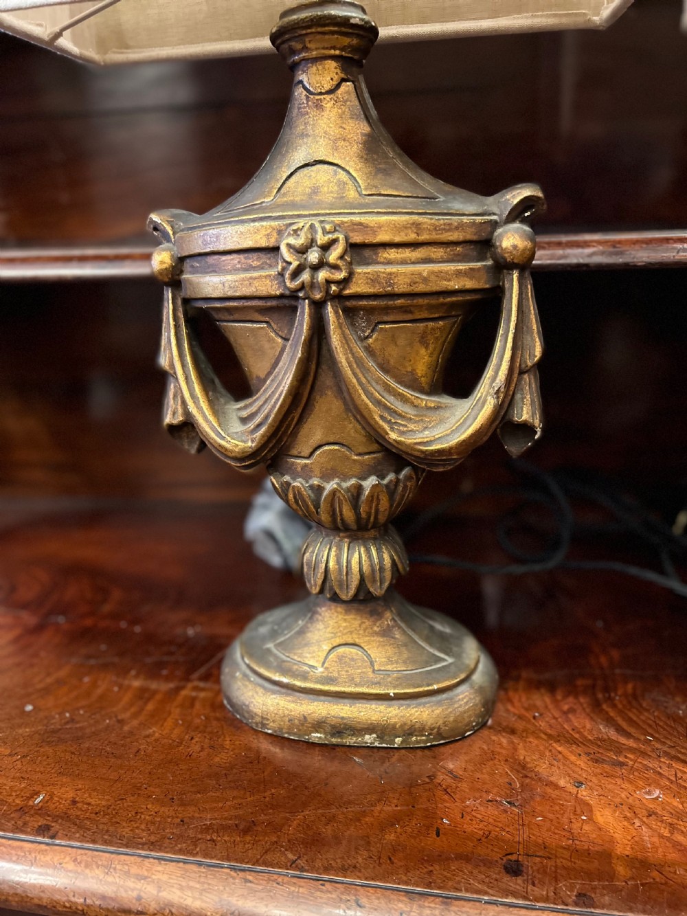Pair of plaster gilded table lamps  View V