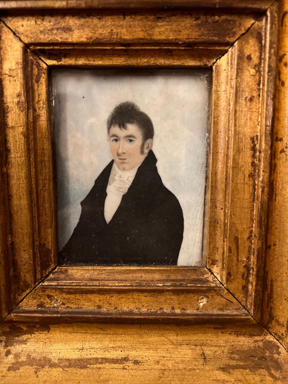 Georgian miniature portrait in giltwood frame View II