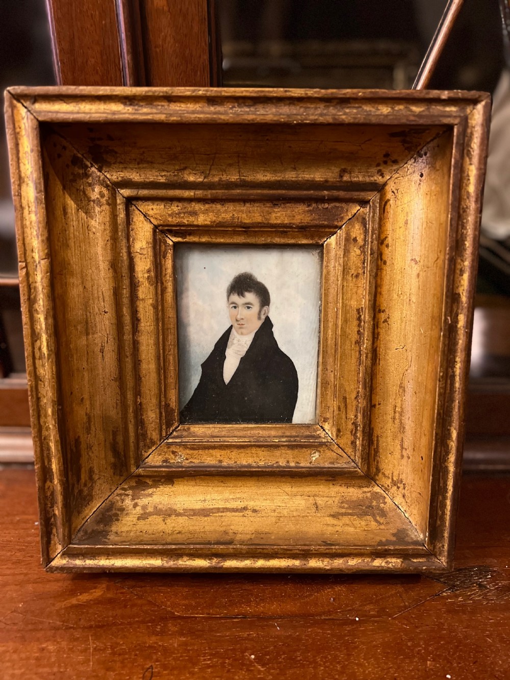 Georgian miniature portrait in giltwood frame View III