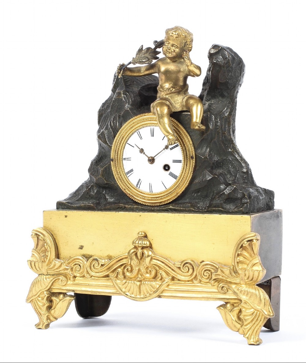 Miniature bronze and gilt mantel clock by Jupp & Barber (Borough) 