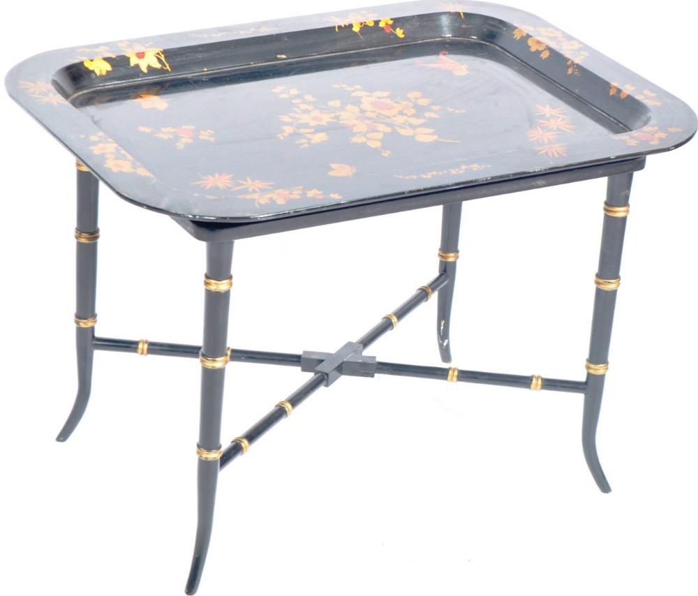 Lacquered tray on stand 