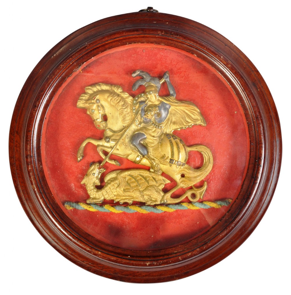 C19th gilt metal plaque 