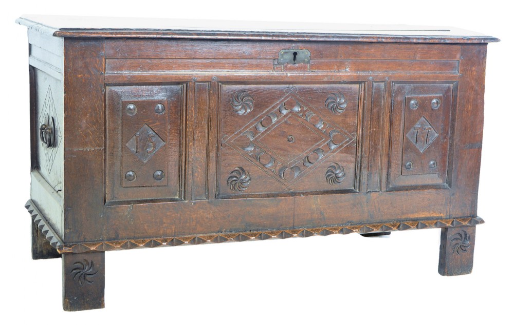 C18th oak carved Coffer 