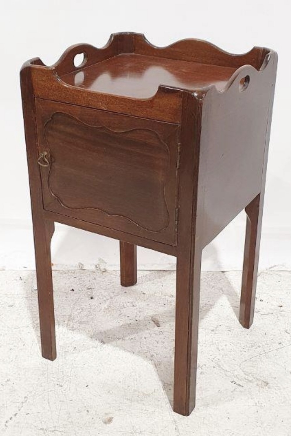 C19th tray top mahogany bedside cabinet 