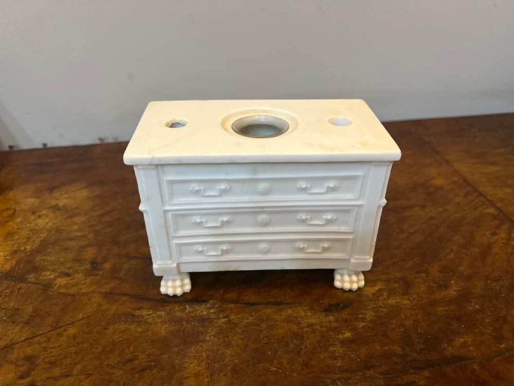 French Blanca de chine model commode inkwell  View II