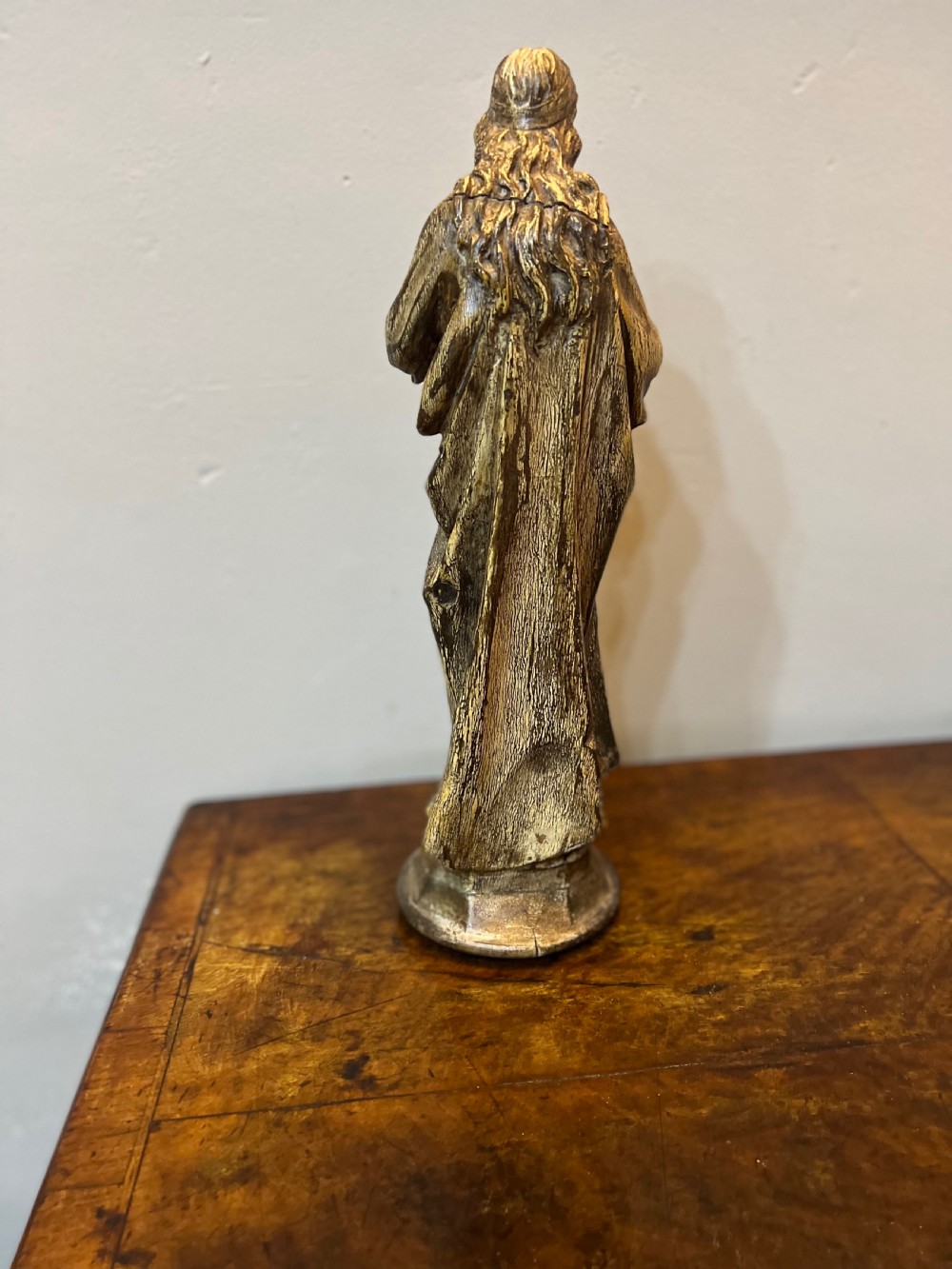 C18th european polychrome carved wood figure of St Cecile  View VI