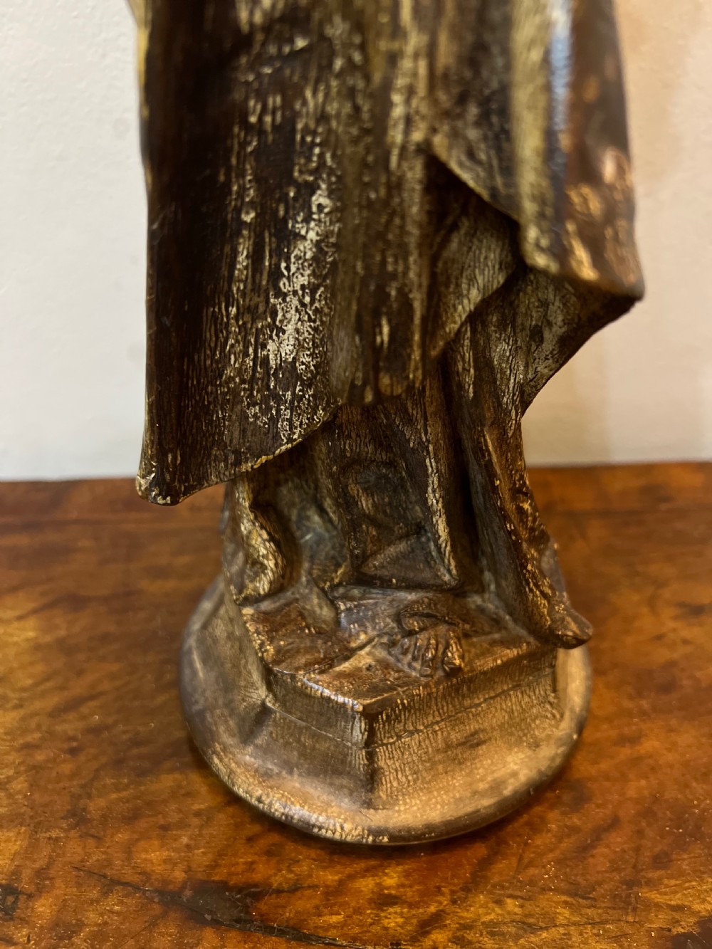 C18th european polychrome carved wood figure of St Cecile  View VIII