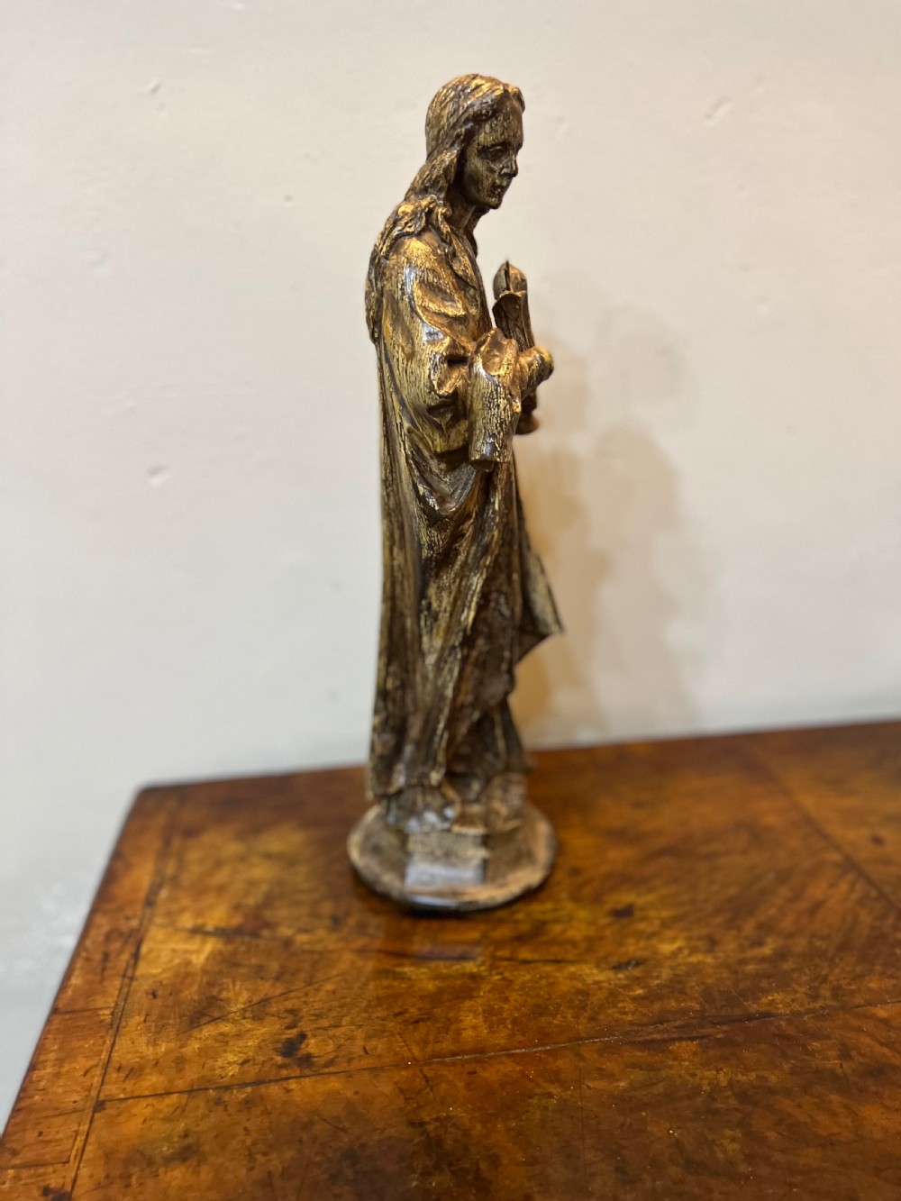 C18th european polychrome carved wood figure of St Cecile  View XIV