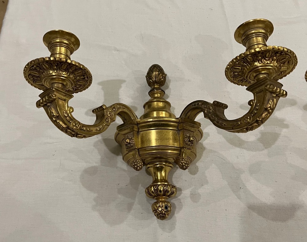 Pair of gilt metal wall lights 