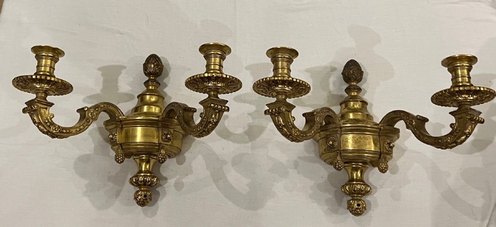 Pair of gilt metal wall lights  View II