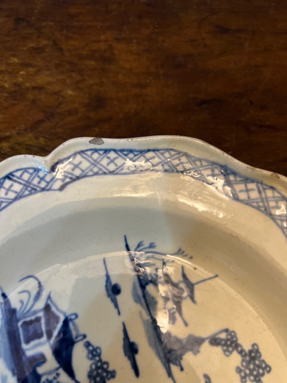 C1780-90 pearlware Liverpool plate  View V
