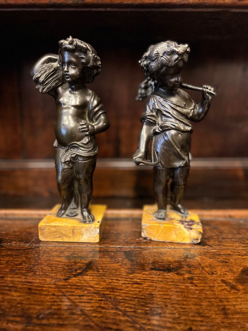 Pair of early C19th bronze figures depicting spring  View II
