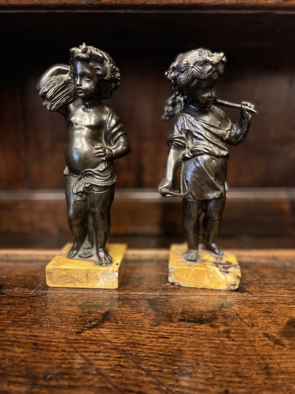 Pair of early C19th bronze figures depicting spring 