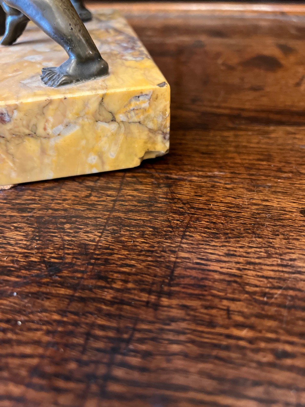 Bronze group of fighting cherubs on sienna marble base  View V