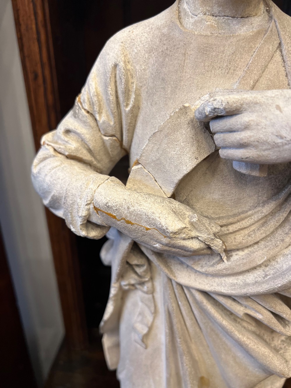 A large C19th limestone carving of St Paul  View XII