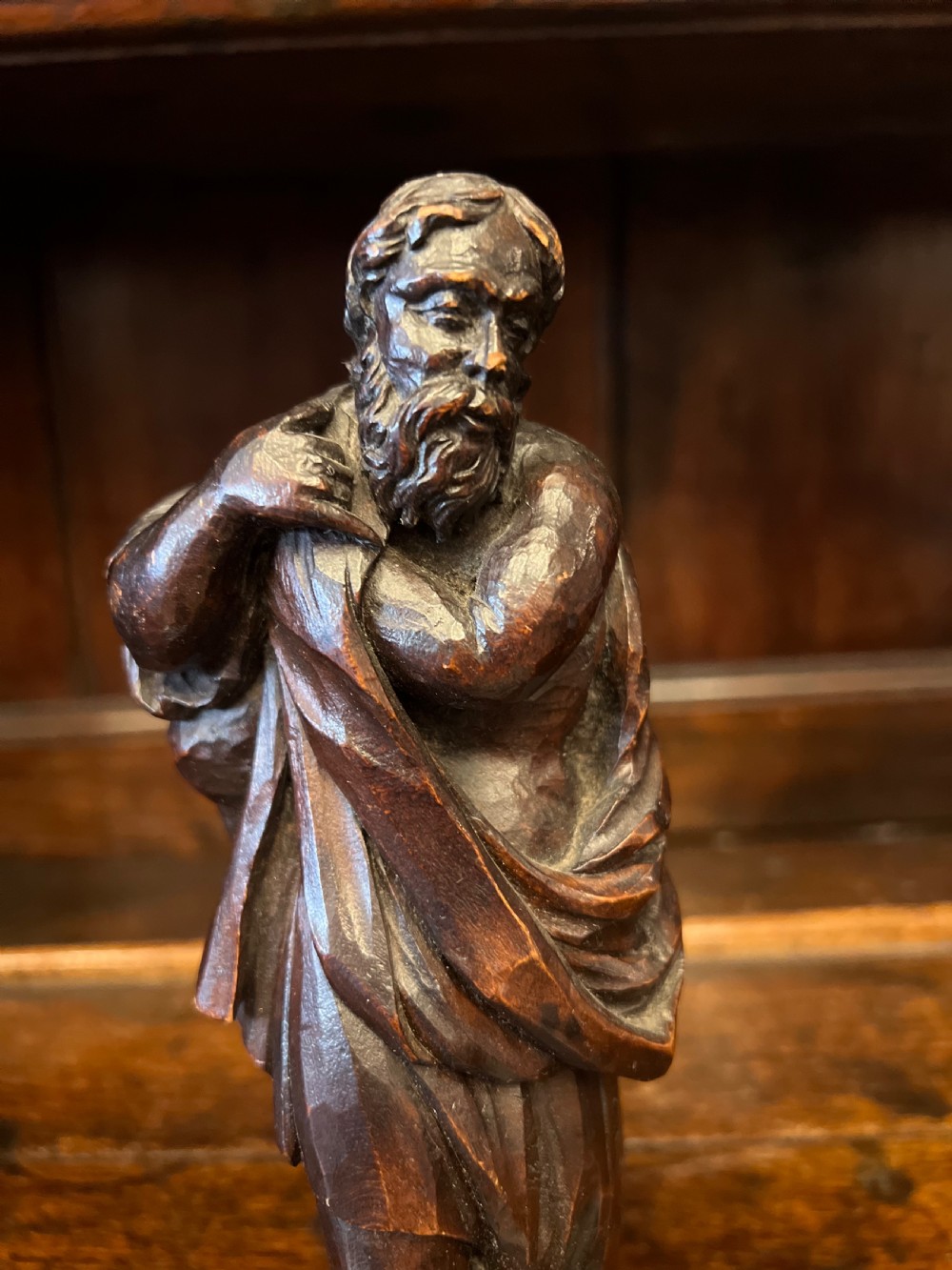 Small C18th carved figure of a saint View VI
