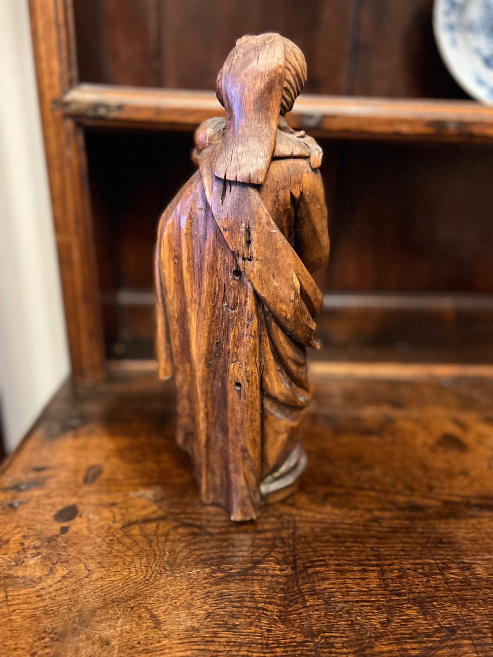 C18th lime wood carved figure of Madonna and child  View VI