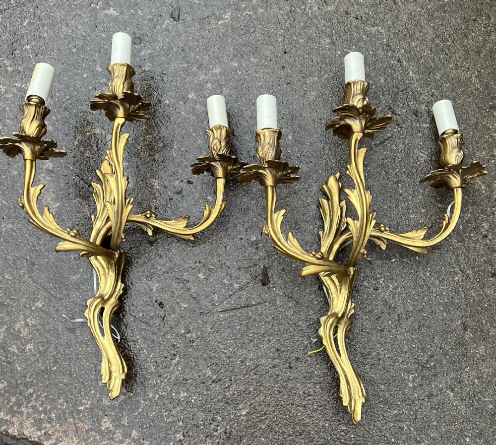 A good sized pair of rococo style wall lights 