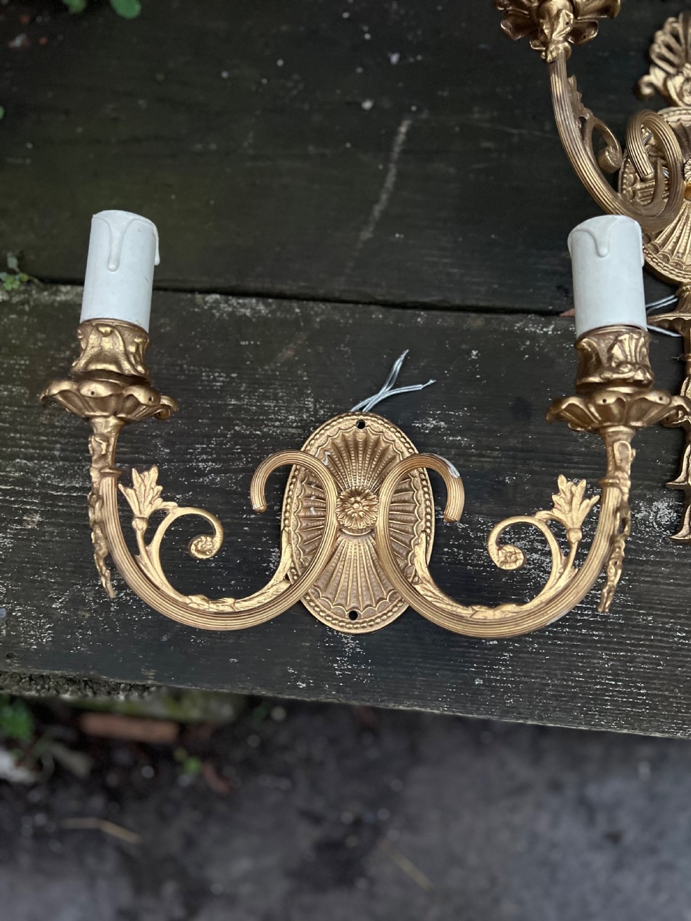 Set of three Edwardian classical style wall lights  View V