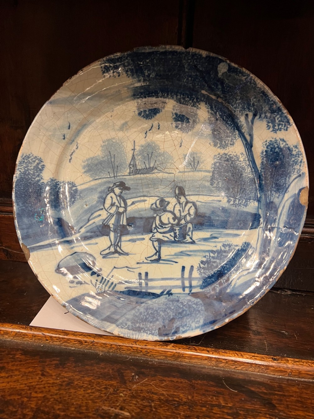 A delft blue and white small plate c 1680-90 Bristol