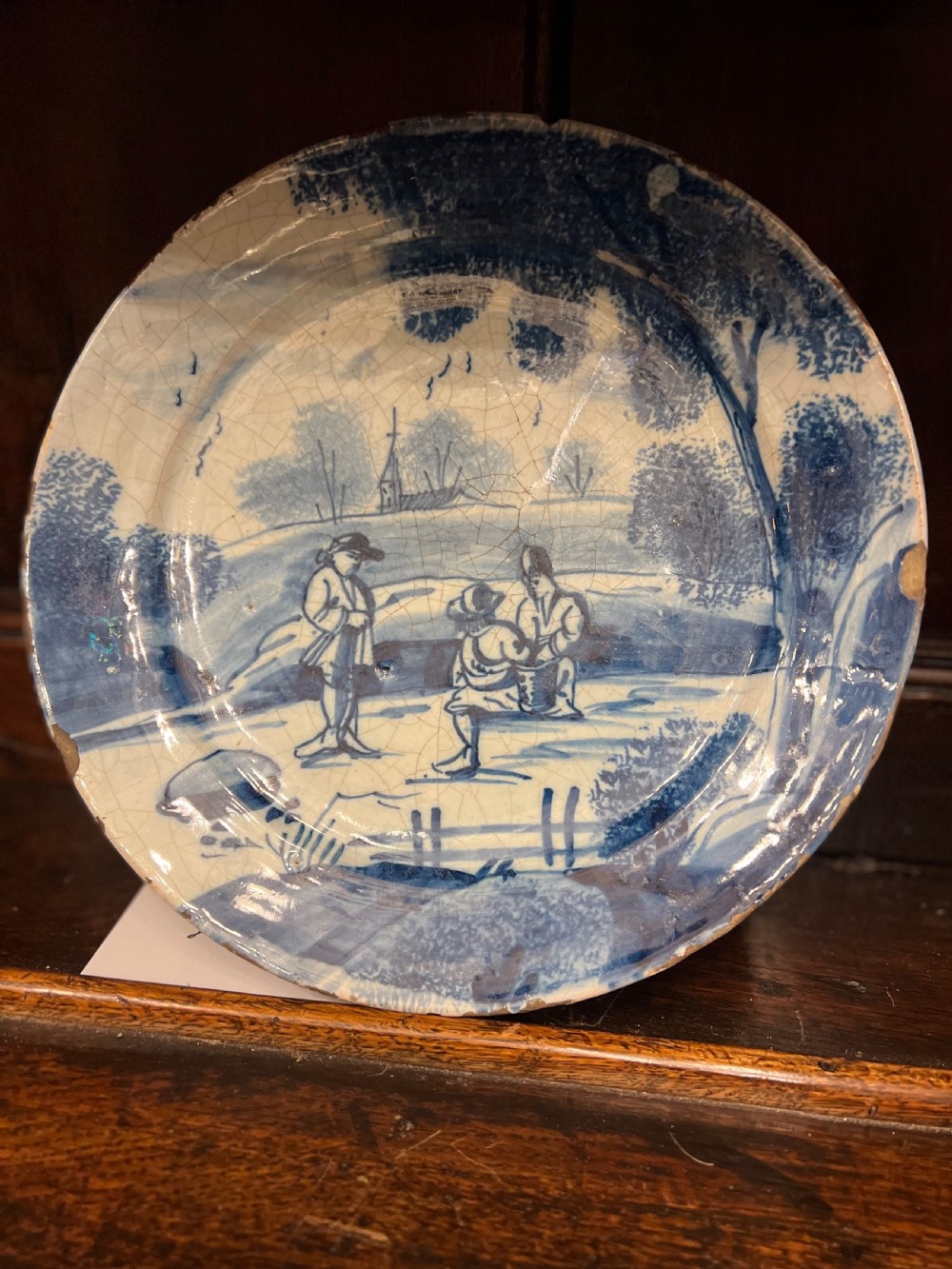 A delft blue and white small plate c 1680-90 Bristol View II