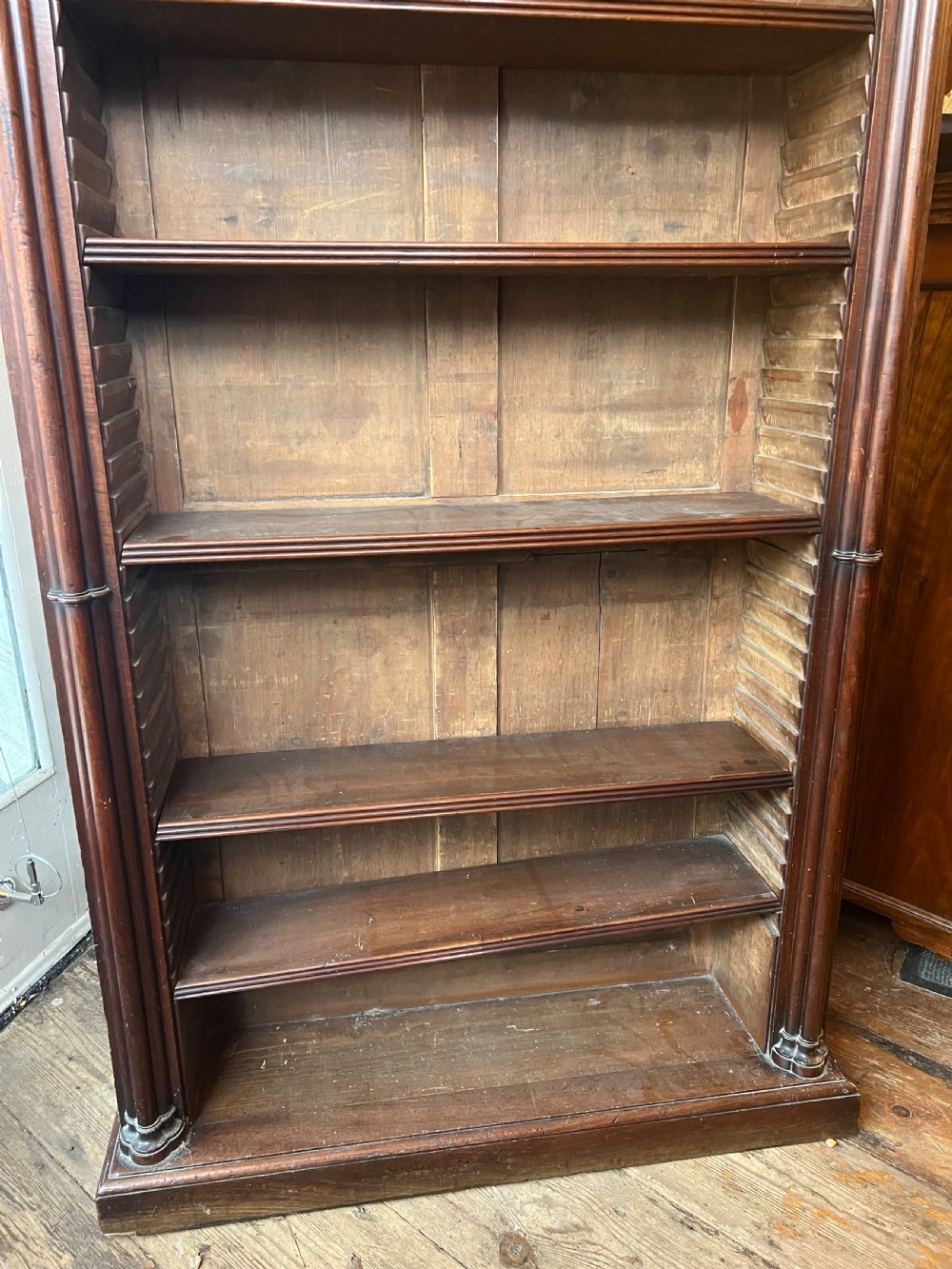 Regency mahogany cluster column bookcase  View II